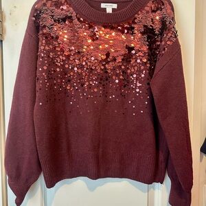Nine West Maroon Sequin Sweater Small